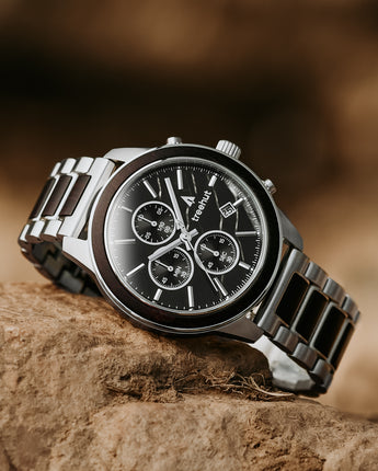 Quest Black Marble Ebony Men's Wooden Watch