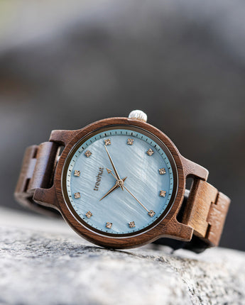 Emma Pearl Walnut Sky Women's Wooden Watch