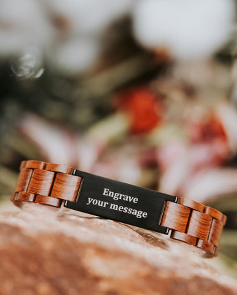 Classic Red Sandalwood Engravable  Men's Wooden Bracelet