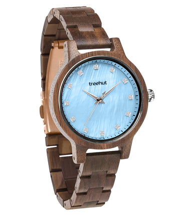 Emma Pearl Walnut Sky Women's Wooden Watch
