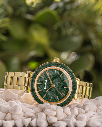 Skyler Green Marble Gold Women's Stainless Steel Watch