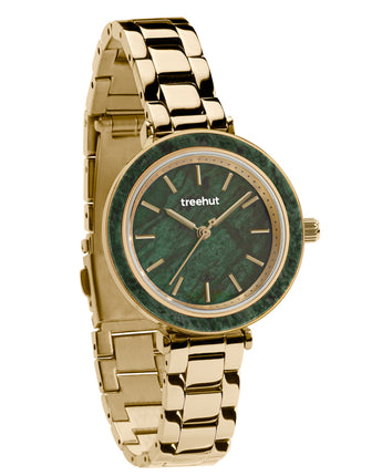 Skyler Green Marble Gold Women's Stainless Steel Watch