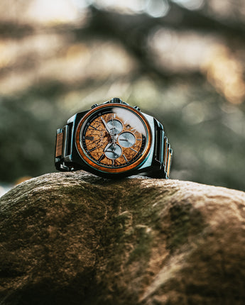 Aster Sandstone Koa Men’s Chrono Stainless Steel Wooden Watch